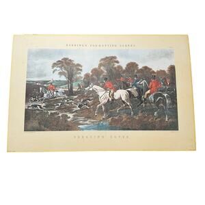 Vintage Herring Breaking Cover Fox Hunt Horse Equestrian Engraving No Frame READ